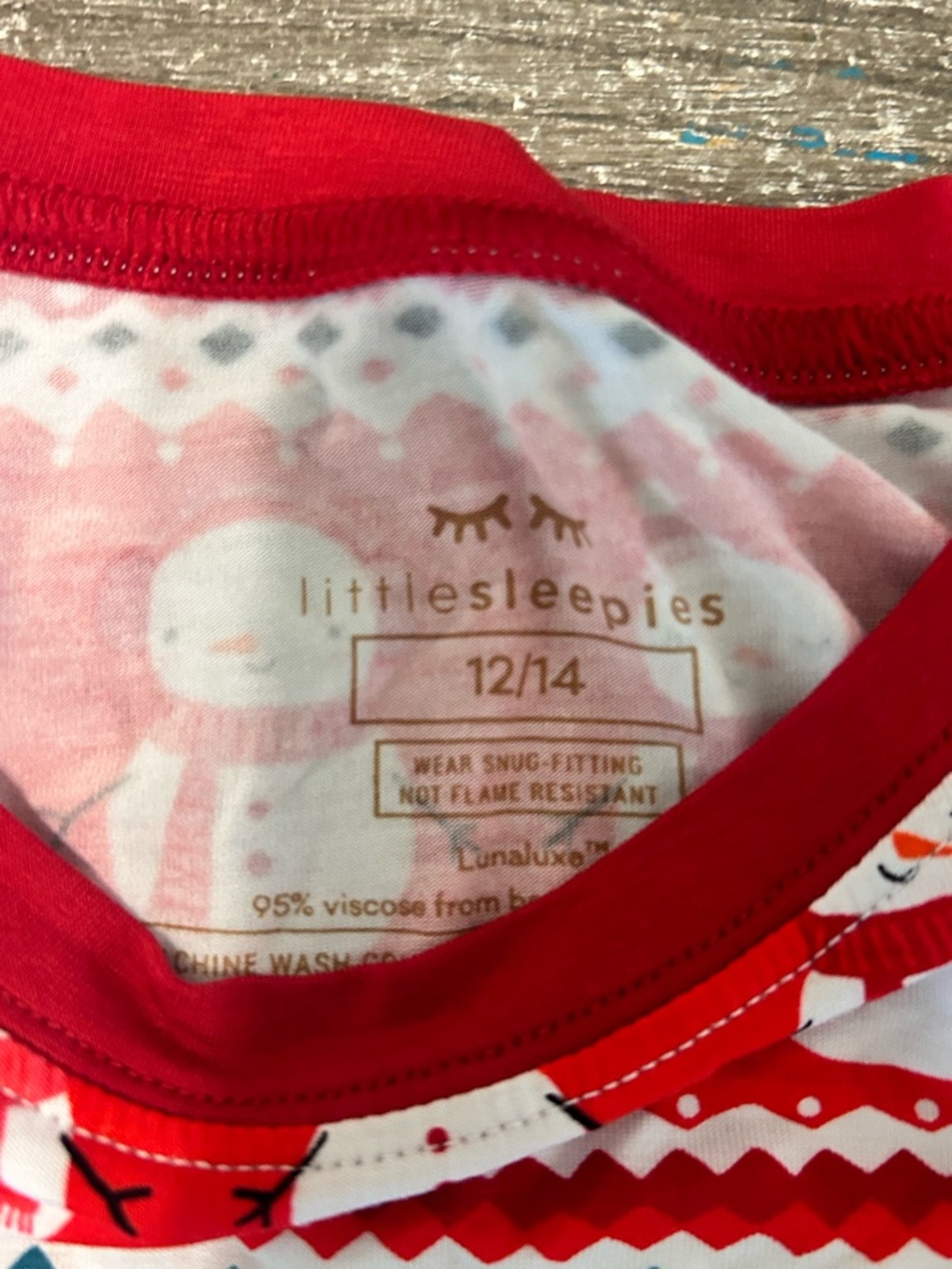 NEW Kids little sleepies size 12/14 Red 'Merry Cheer Joy' Holiday Pajama Set - Picture 2 of 3